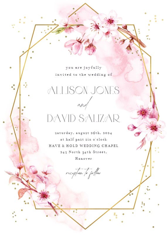 Floral sakura - wedding invitation