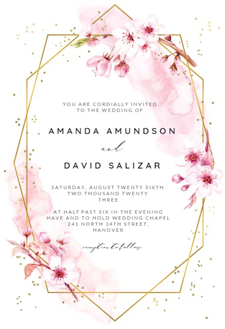 Indigo Flowers Wedding Invitation Template Greetings Island