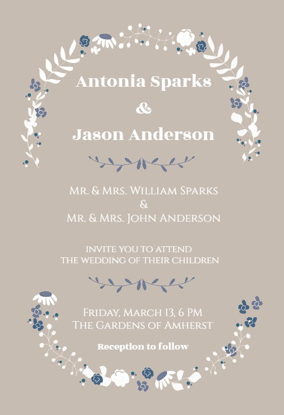 Floral spray surround - wedding invitation