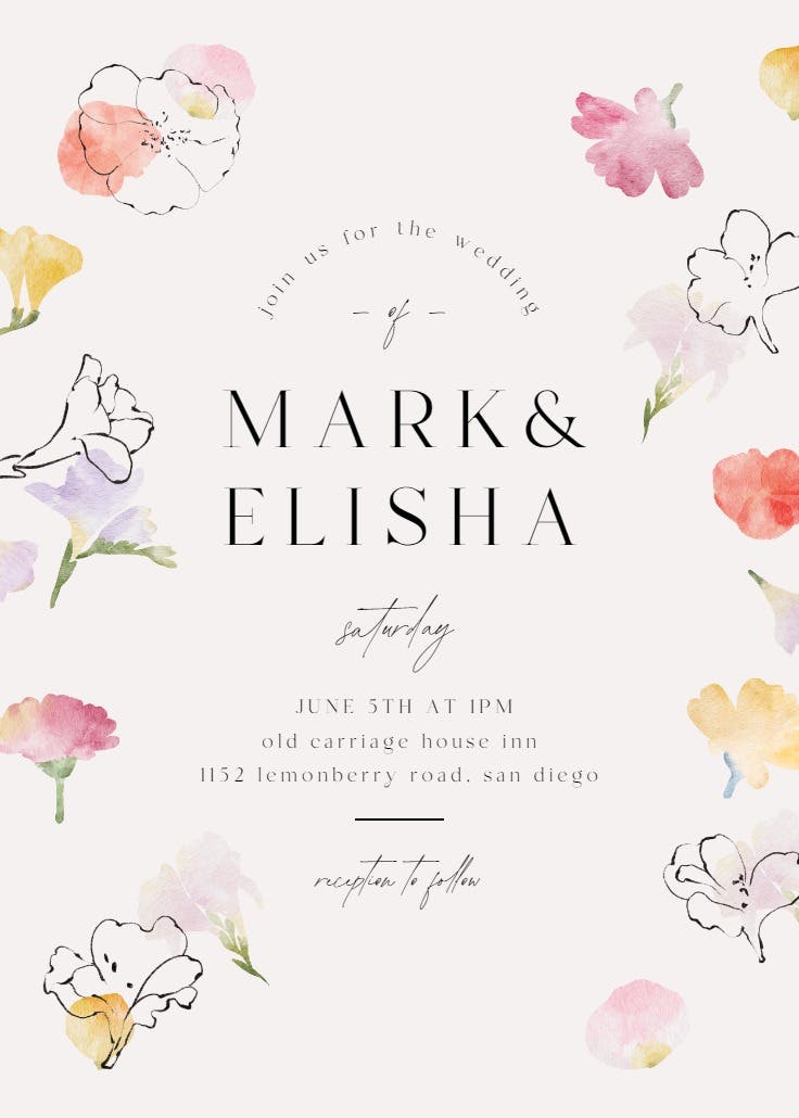 Floral stamps - wedding invitation