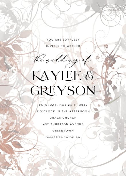 Floral swirls - wedding invitation