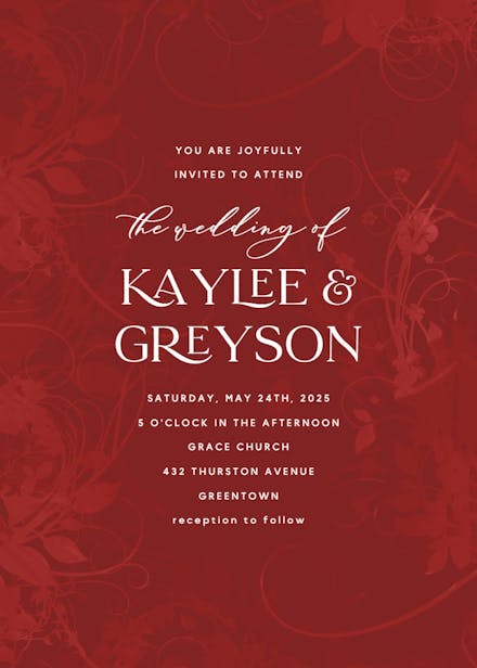 Floral swirls - wedding invitation
