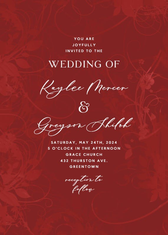 Floral swirls - wedding invitation