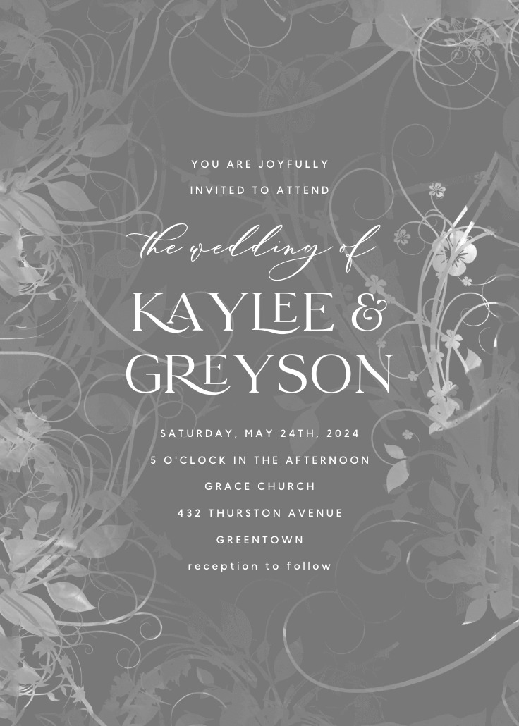 Floral Swirls - Wedding Invitation Template | Greetings Island