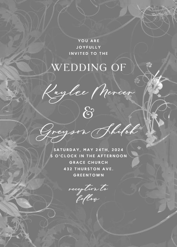 Floral swirls -  invitación de boda