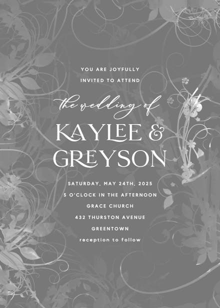 Floral swirls - wedding invitation