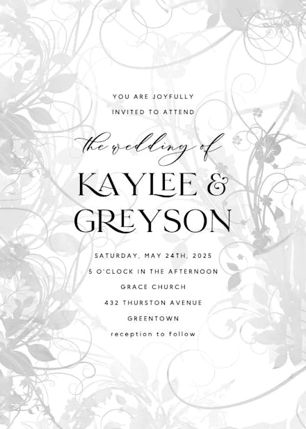 Floral swirls - wedding invitation