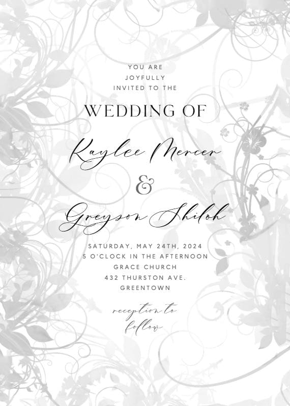Floral swirls - wedding invitation
