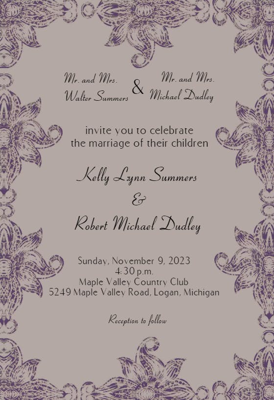 Floral wedding frame - wedding invitation