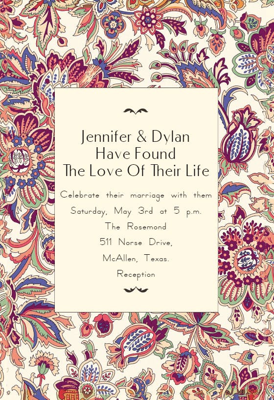 Floral wedding tapestry - wedding invitation