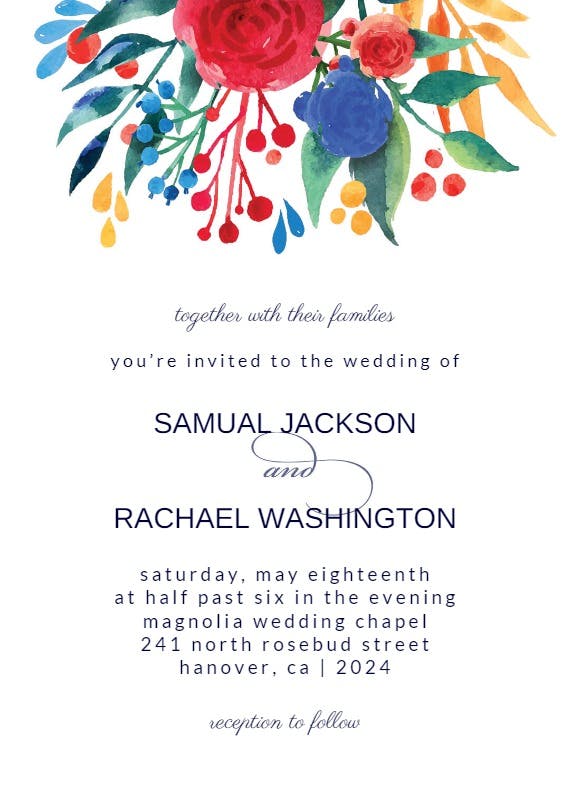 Flower bouquet - wedding invitation