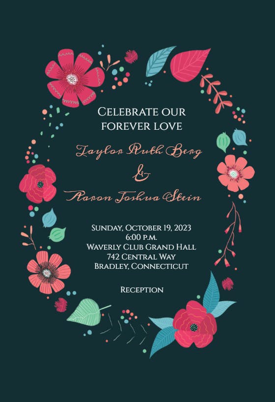 Flower circle - wedding invitation
