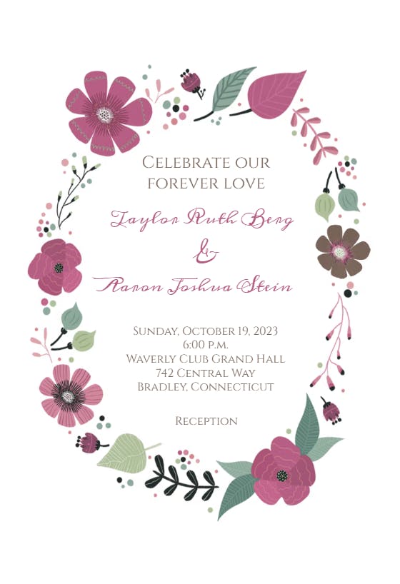 Flower circle - wedding invitation