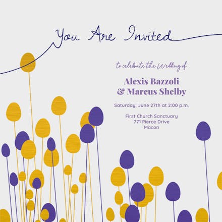 Flower figures gray - wedding invitation