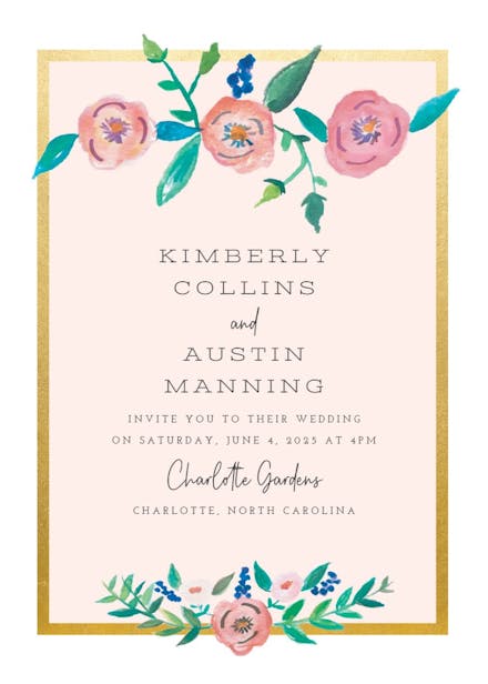Flower on gold - wedding invitation