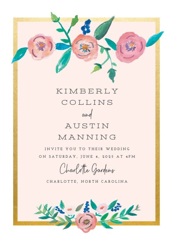Flower on gold - wedding invitation