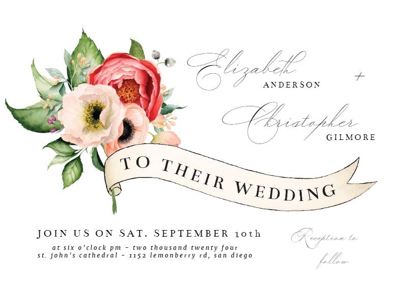 Flower ribbon - wedding invitation