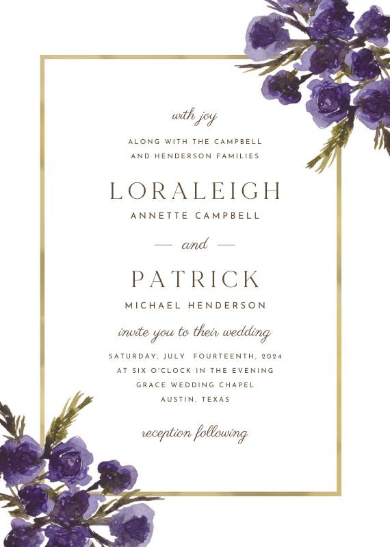 Flowers & frame - wedding invitation
