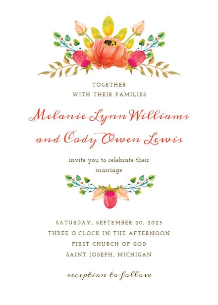 Flowers crown - wedding invitation