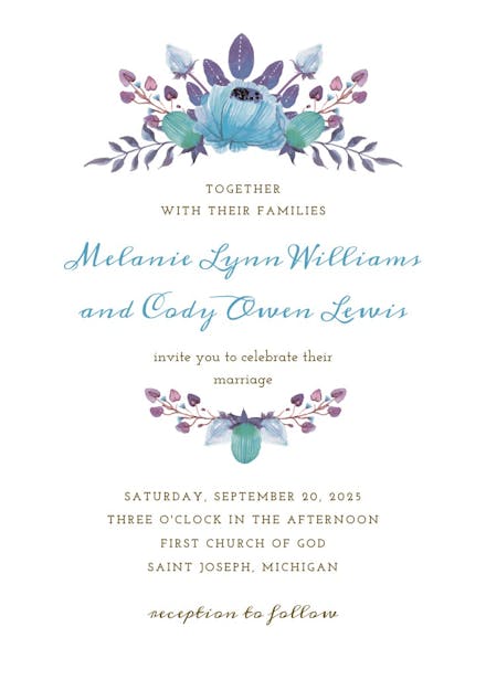 Flowers crown - wedding invitation