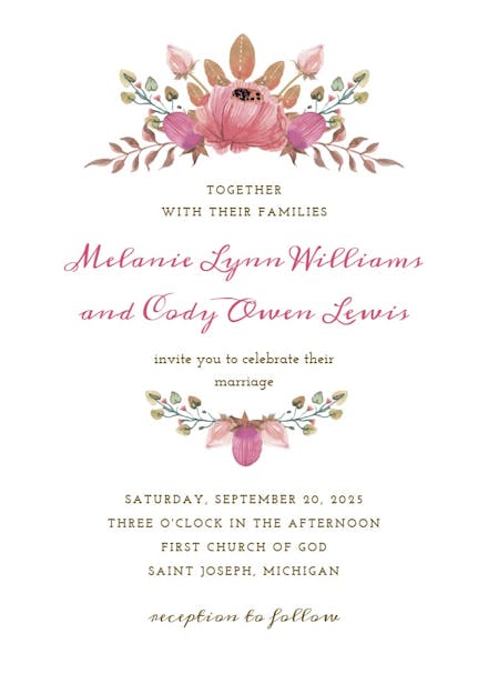 Flowers crown - wedding invitation