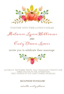 Flowers crown - wedding invitation
