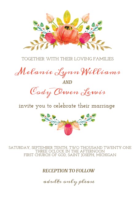 Flowers Crown - Wedding Invitation