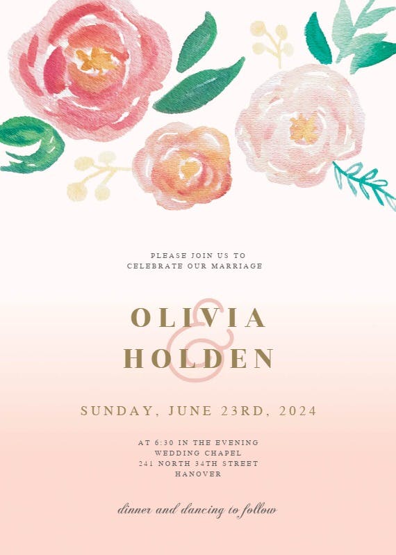 Flowers on canvas - wedding invitation