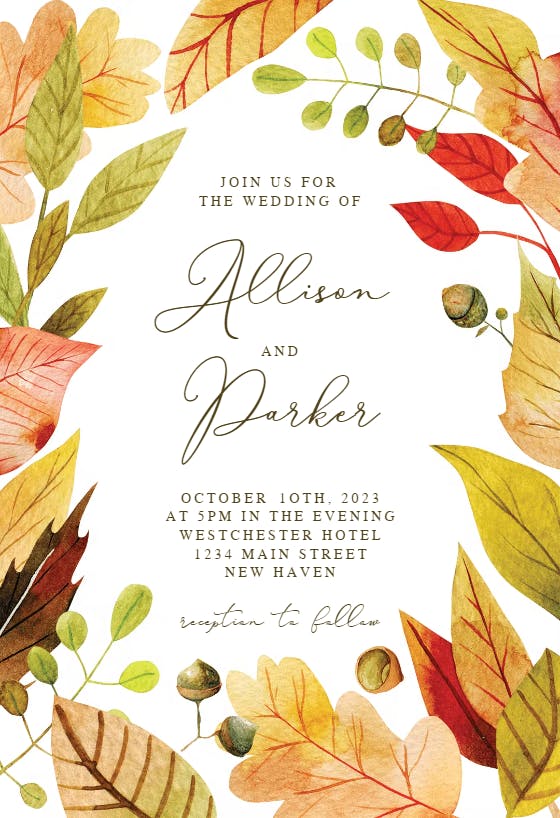 Flowing leaves - wedding invitation