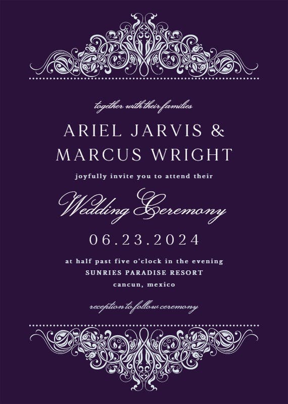 Formal ornate - wedding invitation