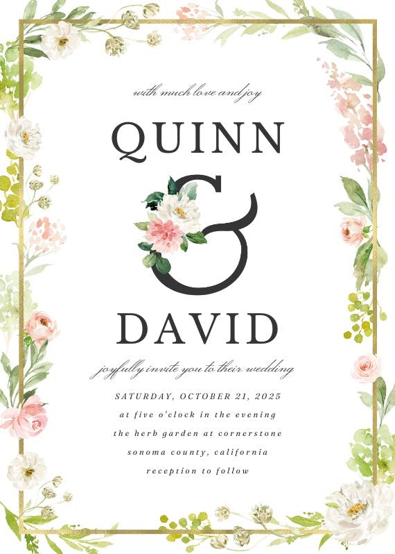 Frame and floral - wedding invitation