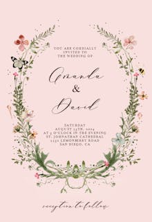 Fresh Spring Wreath - Wedding Invitation