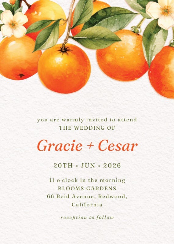 Fruitful love - wedding invitation