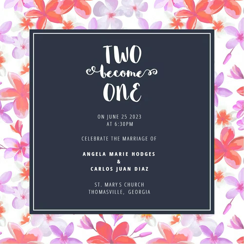 Garden floral frame - wedding invitation