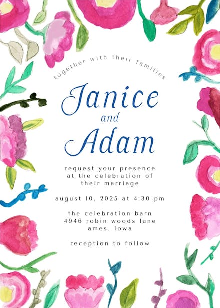 Garden flowers - wedding invitation