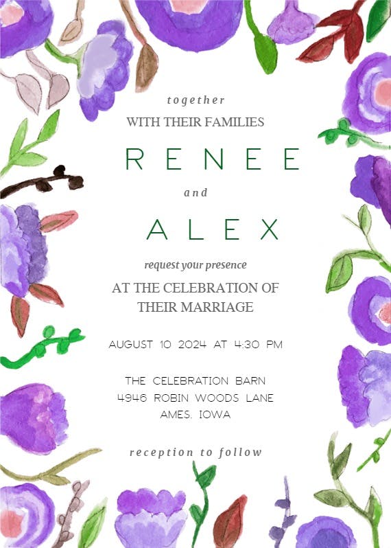 Garden flowers - wedding invitation