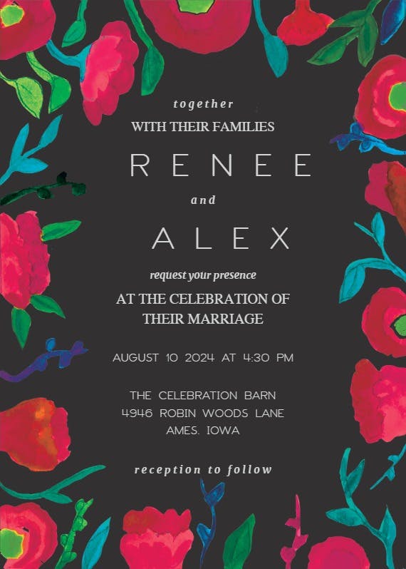 Garden flowers - wedding invitation