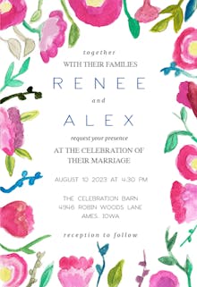 Garden flowers - wedding invitation