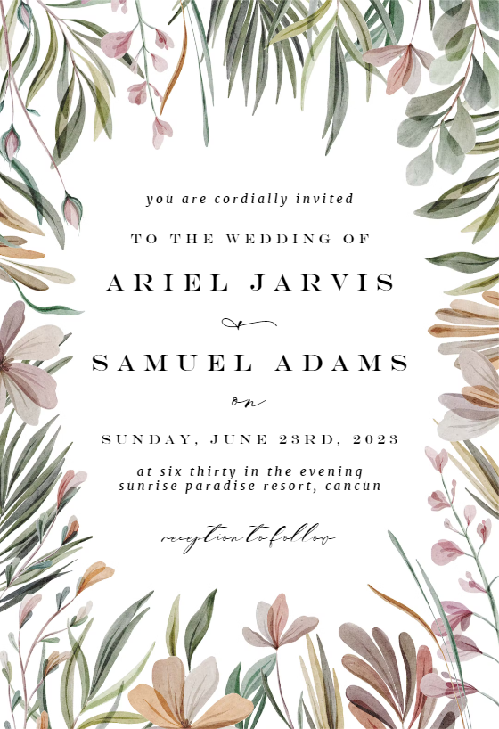 Sprig Sprays - Wedding Invitation Template (Free) | Greetings Island