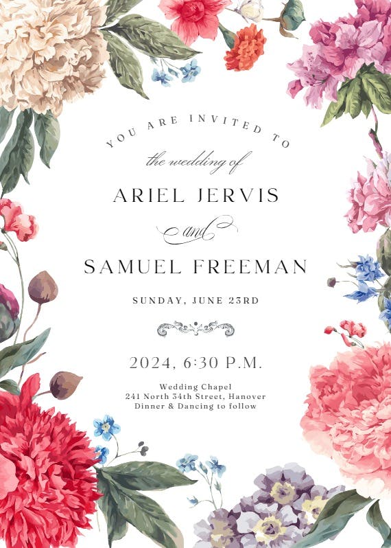 Garden glory - wedding invitation