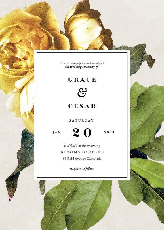 Garden roses - wedding invitation
