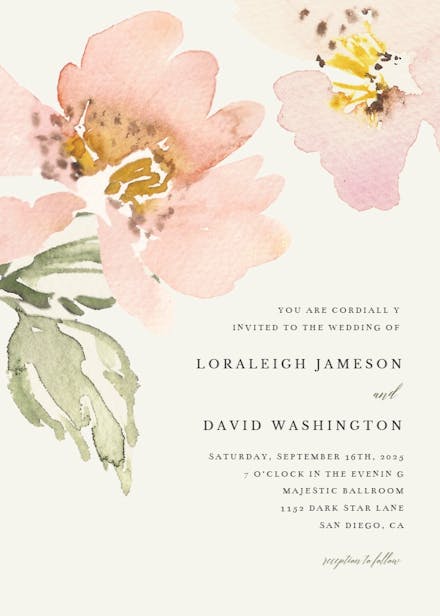 Garden roses - wedding invitation