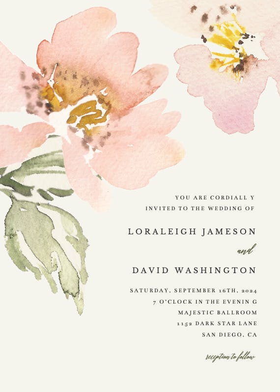 Garden roses - wedding invitation