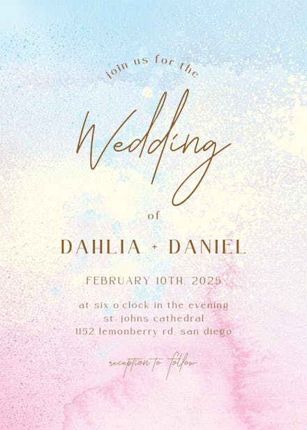 Gentle pastels - wedding invitation