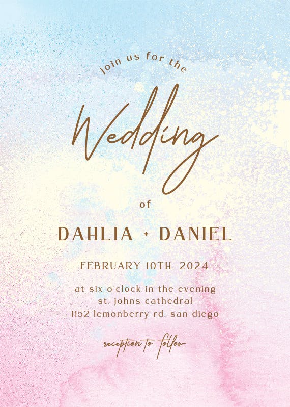 Gentle pastels - wedding invitation