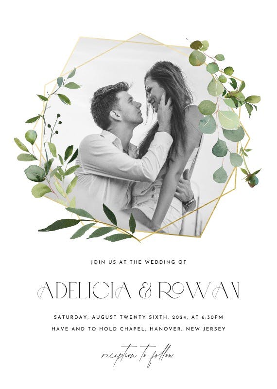 Geometric eucalyptus - wedding invitation