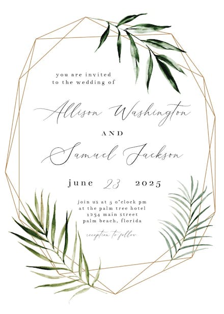Geometric palms - wedding invitation