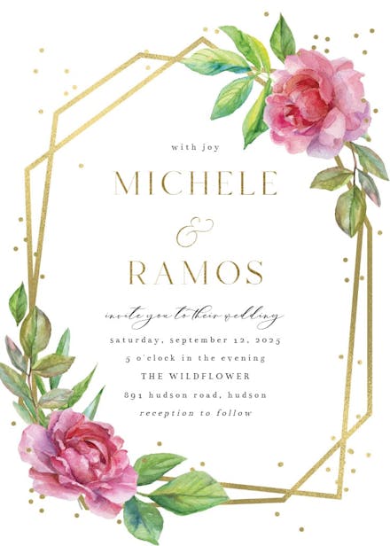 Geometric roses - wedding invitation