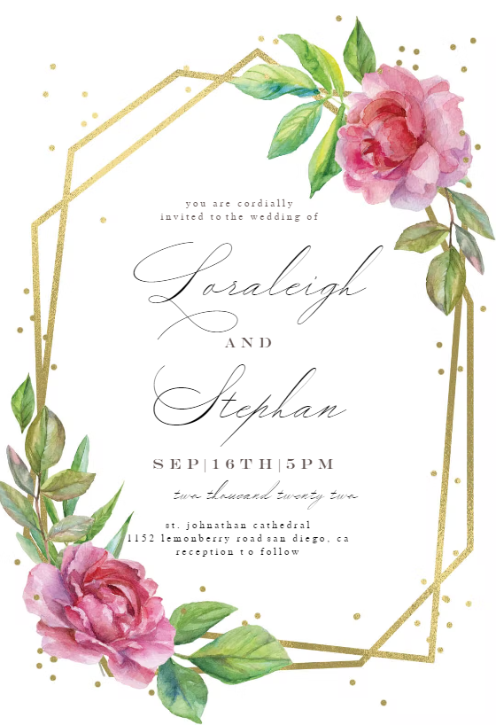 Geometric Roses Wedding Invitation Template Free Greetings Island