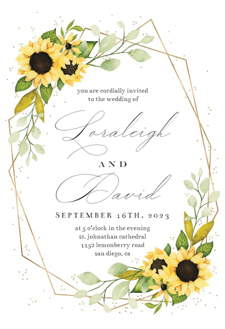 Geometric Sunflowers - Wedding Invitation